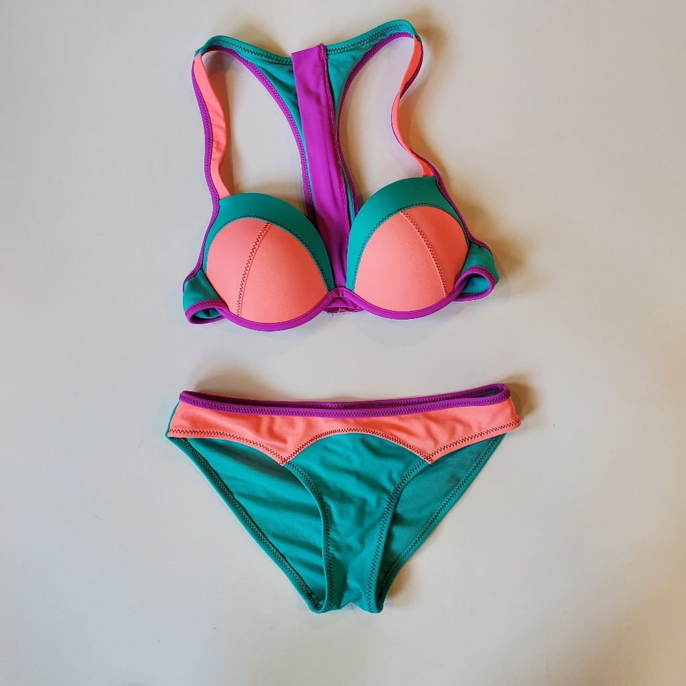 TINIBIKINI colorblock racerback S bottom L top